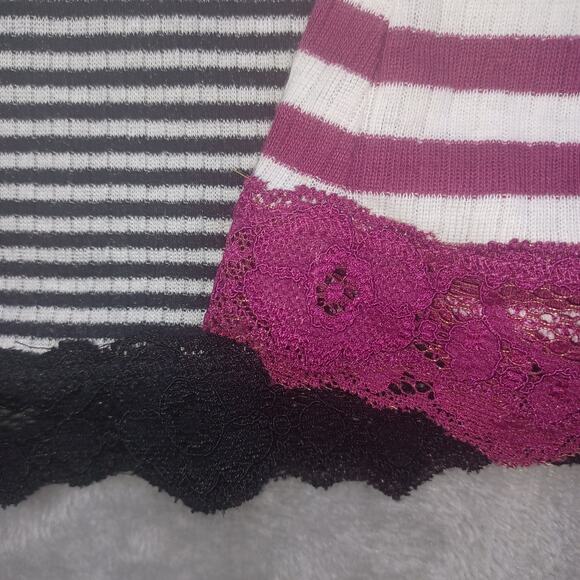 Vintage Y2K Rue21 Lace Trim Tank Top Lot Women XL Black Pink Ribbed Elena Bella - Picture 8 of 14